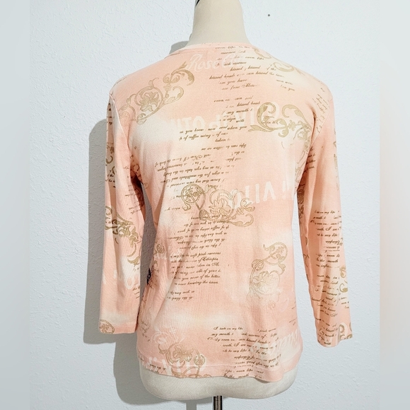 Nicole Miller WINE 100% Cotton 3/4 Sleeve Shirt Top Womans Size Medium  Winery - Picture 3 of 11